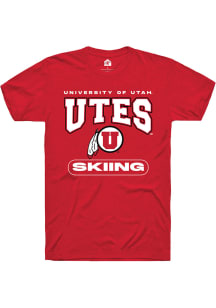 Rally Utah Utes Red Skiing Short Sleeve T Shirt