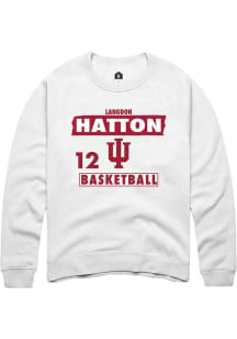 Langdon Hatton Rally Mens White Indiana Hoosiers NIL Striped Crew Sweatshirt