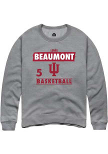 Lenée Beaumont Rally Mens Grey Indiana Hoosiers NIL Striped Crew Sweatshirt