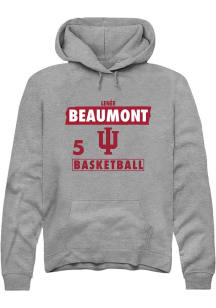 Lenée Beaumont Rally Mens Grey Indiana Hoosiers NIL Striped Hooded Sweatshirt