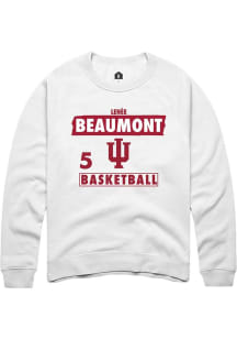 Lenée Beaumont Rally Mens White Indiana Hoosiers NIL Striped Crew Sweatshirt