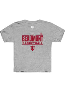 Lenée Beaumont Rally Youth Grey Indiana Hoosiers NIL Stacked Box Short Sleeve T-Shirt