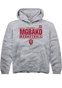 Mackenzie Mgbako Rally Youth Grey Indiana Hoosiers NIL Stacked Box Long Sleeve Hooded Sweatshirt