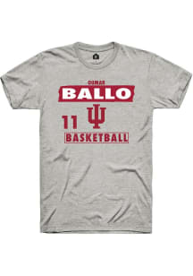 Oumar Ballo Ash Indiana Hoosiers NIL Striped Short Sleeve T Shirt