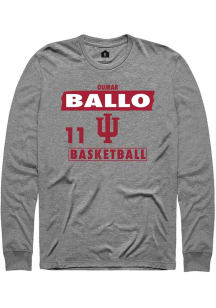 Oumar Ballo Rally Mens Grey Indiana Hoosiers NIL Striped Tee