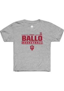 Oumar Ballo Rally Youth Grey Indiana Hoosiers NIL Stacked Box Short Sleeve T-Shirt
