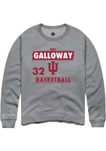 Trey Galloway Rally Mens Grey Indiana Hoosiers NIL Striped Crew Sweatshirt