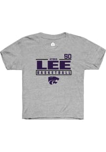 Ayoka Lee Rally Youth Grey K-State Wildcats NIL Stacked Box Short Sleeve T-Shirt