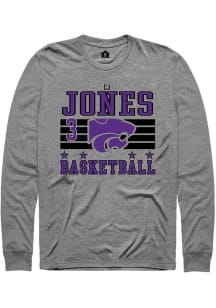 Cj Jones Rally Mens Grey K-State Wildcats NIL Striped Tee
