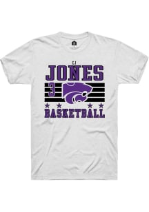 Cj Jones White K-State Wildcats NIL Striped Short Sleeve T Shirt