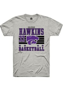Coleman Hawkins Ash K-State Wildcats NIL Striped Short Sleeve T Shirt