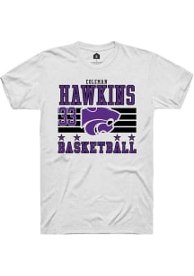 Coleman Hawkins White K-State Wildcats NIL Striped Short Sleeve T Shirt