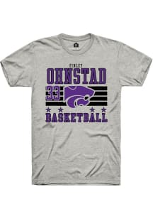 Finley Ohnstad Ash K-State Wildcats NIL Striped Short Sleeve T Shirt