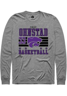 Finley Ohnstad Rally Mens Grey K-State Wildcats NIL Striped Tee