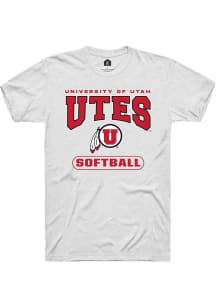 Rally Utah Utes White Softball Short Sleeve T Shirt