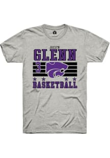 Jaelyn Glenn Ash K-State Wildcats NIL Striped Short Sleeve T Shirt