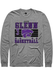 Jaelyn Glenn Rally Mens Grey K-State Wildcats NIL Striped Tee