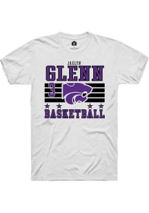 Jaelyn Glenn White K-State Wildcats NIL Striped Short Sleeve T Shirt