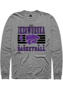 Mobi Ikegwuruka Rally Mens Grey K-State Wildcats NIL Striped Tee