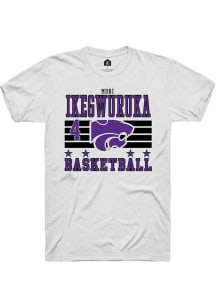 Mobi Ikegwuruka White K-State Wildcats NIL Striped Short Sleeve T Shirt