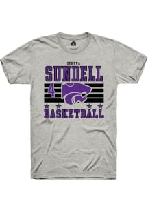 Serena Sundell Ash K-State Wildcats NIL Striped Short Sleeve T Shirt