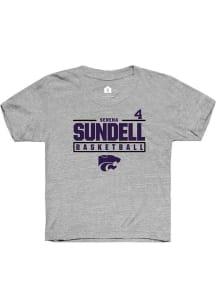 Serena Sundell Rally Youth Grey K-State Wildcats NIL Stacked Box Short Sleeve T-Shirt
