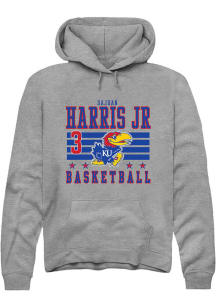 Dajuan Harris Jr  Rally Kansas Jayhawks Mens Grey NIL Striped Long Sleeve Hoodie