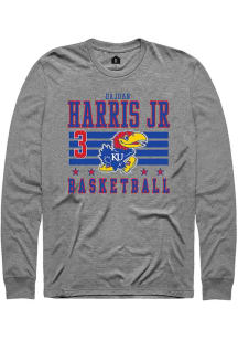 Dajuan Harris Jr  Kansas Jayhawks Grey Rally NIL Striped Long Sleeve T Shirt