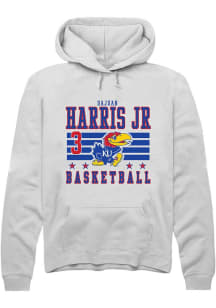 Dajuan Harris Jr  Rally Kansas Jayhawks Mens White NIL Striped Long Sleeve Hoodie