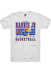 Dajuan Harris Jr  Kansas Jayhawks White Rally NIL Striped Short Sleeve T Shirt