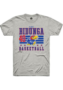 Flory Bidunga  Kansas Jayhawks Ash Rally NIL Striped Short Sleeve T Shirt