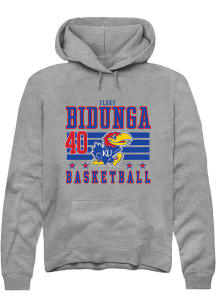 Flory Bidunga  Rally Kansas Jayhawks Mens Grey NIL Striped Long Sleeve Hoodie