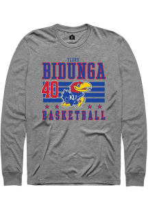 Flory Bidunga  Kansas Jayhawks Grey Rally NIL Striped Long Sleeve T Shirt
