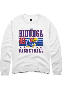 Flory Bidunga  Rally Kansas Jayhawks Mens White NIL Striped Long Sleeve Crew Sweatshirt