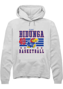 Flory Bidunga  Rally Kansas Jayhawks Mens White NIL Striped Long Sleeve Hoodie
