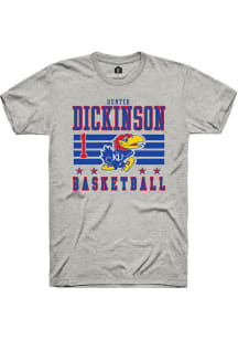 Hunter Dickinson  Kansas Jayhawks Ash Rally NIL Striped Short Sleeve T Shirt