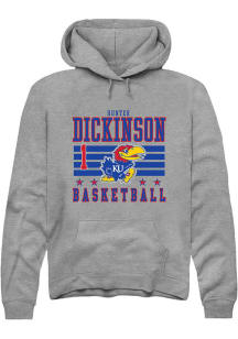 Hunter Dickinson  Rally Kansas Jayhawks Mens Grey NIL Striped Long Sleeve Hoodie
