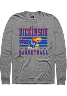 Hunter Dickinson  Kansas Jayhawks Grey Rally NIL Striped Long Sleeve T Shirt