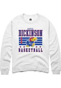 Hunter Dickinson  Rally Kansas Jayhawks Mens White NIL Striped Long Sleeve Crew Sweatshirt