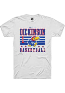 Hunter Dickinson  Kansas Jayhawks White Rally NIL Striped Short Sleeve T Shirt