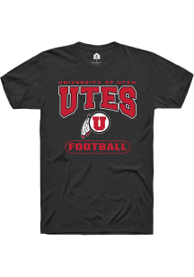 Rally Utah Utes Black Football Short Sleeve T Shirt