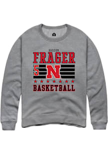 Braden Frager  Rally Nebraska Cornhuskers Mens Grey NIL Striped Long Sleeve Crew Sweatshirt