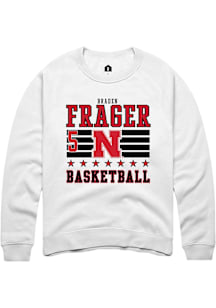 Braden Frager  Rally Nebraska Cornhuskers Mens White NIL Striped Long Sleeve Crew Sweatshirt