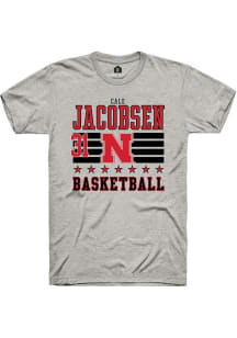 Cale Jacobsen Ash Nebraska Cornhuskers NIL Striped Short Sleeve T Shirt