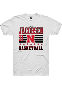 Cale Jacobsen White Nebraska Cornhuskers NIL Striped Short Sleeve T Shirt
