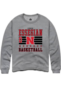 Connor Essegian Rally Mens Grey Nebraska Cornhuskers NIL Striped Crew Sweatshirt