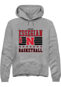 Connor Essegian Rally Mens Grey Nebraska Cornhuskers NIL Striped Hooded Sweatshirt