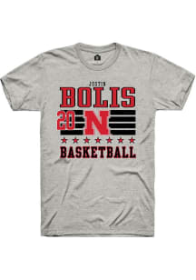 Justin Bolis Ash Nebraska Cornhuskers NIL Striped Short Sleeve T Shirt