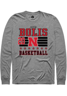 Justin Bolis Rally Mens Grey Nebraska Cornhuskers NIL Striped Tee