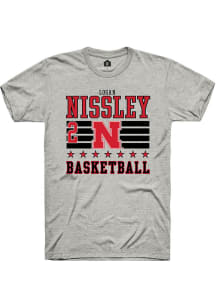Logan Nissley Ash Nebraska Cornhuskers NIL Striped Short Sleeve T Shirt